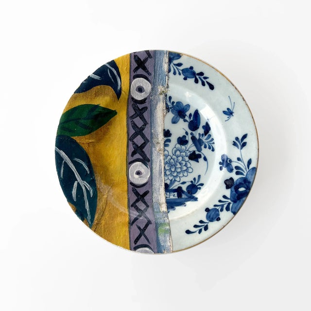 Wall Art Installation: Set of 7 Decorative Plates Layered With a Painting - "Bloomsbury" For Sale - Image 10 of 12