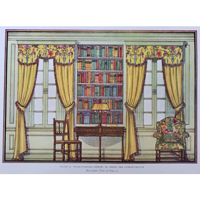 Art Deco 1937 Art Deco Interior Print of Home Library by Edward Thorne Reproduction For Sale - Image 3 of 4