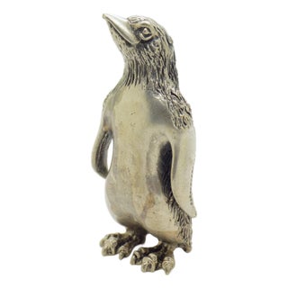 Vintage Italian Handmade Genuine Silver Penguin Figurine, 1950s For Sale