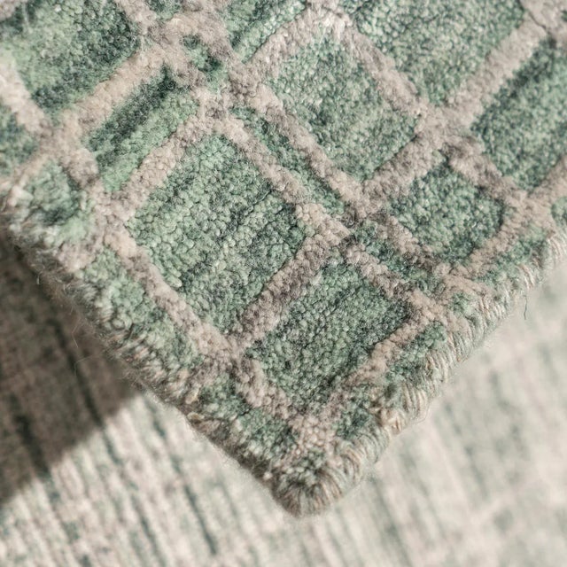 Contemporary Simplicity Comfort Teal Green-Silver, 8'9 X 11'9 For Sale - Image 3 of 8