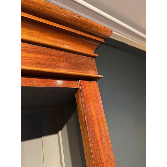 Large antique mahogany open bookcase divided into three sections. Beautiful mahogany and patina. Adjustable shelves. In...