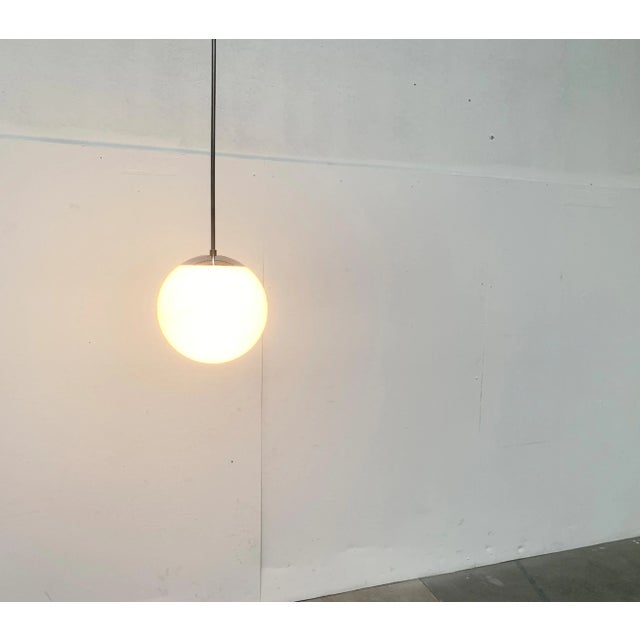 Mid-Century German Glass and Metal Ball Pendant For Sale - Image 6 of 18