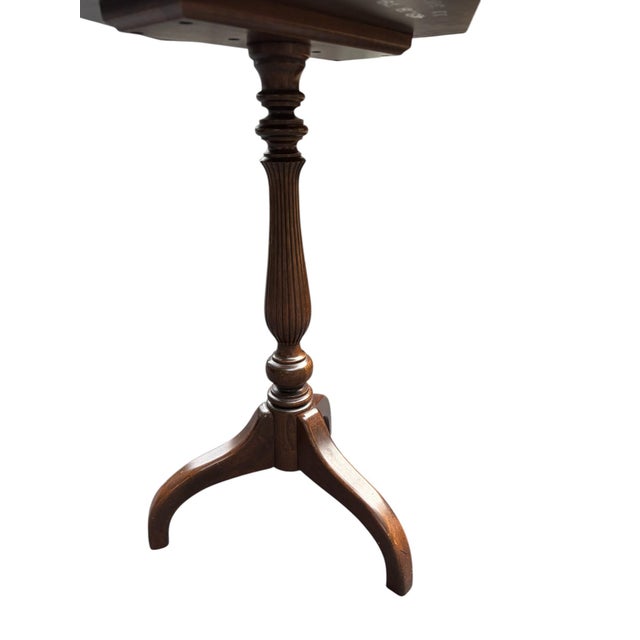 Late 20th Century Ethan Allen Georgian Court Hexagon Side Table With Brass Rail For Sale - Image 5 of 11