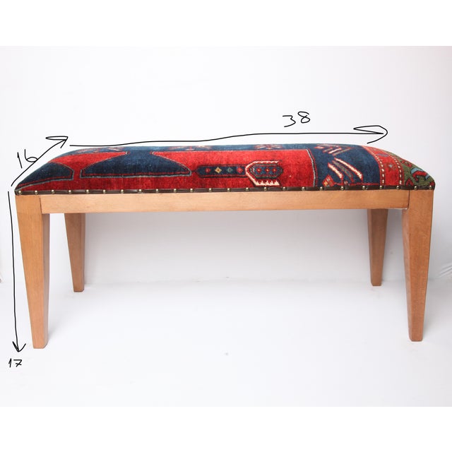 Ths is beautiful Decorative Bench & stool covered with antique Caucasion Azerbeijan rug. it is constructed from hornbeam...