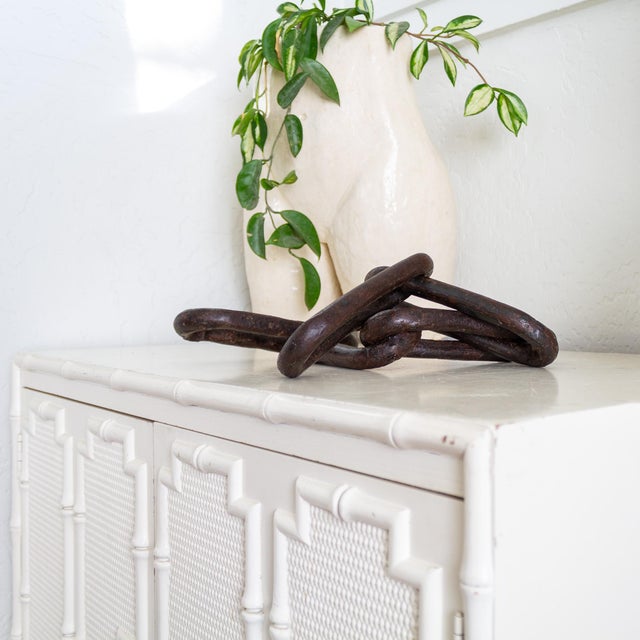 Primitive Hand Forged Iron Logging Chain or Ship Anchor Chain For Sale - Image 9 of 13