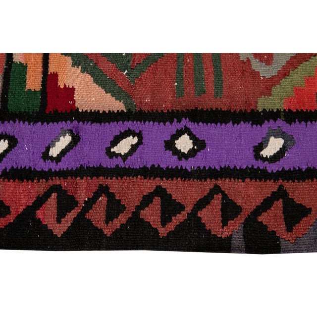 Orange Mid-20th Century Vintage Kilim Runner Rug 3' 4" X 10' 7''. For Sale - Image 8 of 13