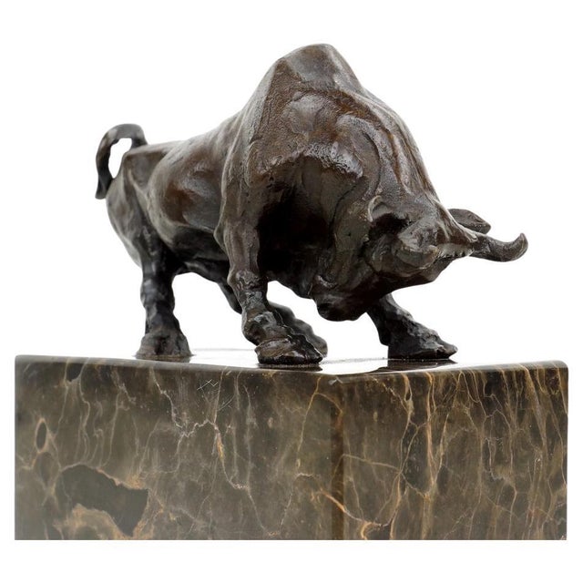 Brown Art Deco Style Brown Patinated Bronze Bull Sculpture For Sale - Image 8 of 8