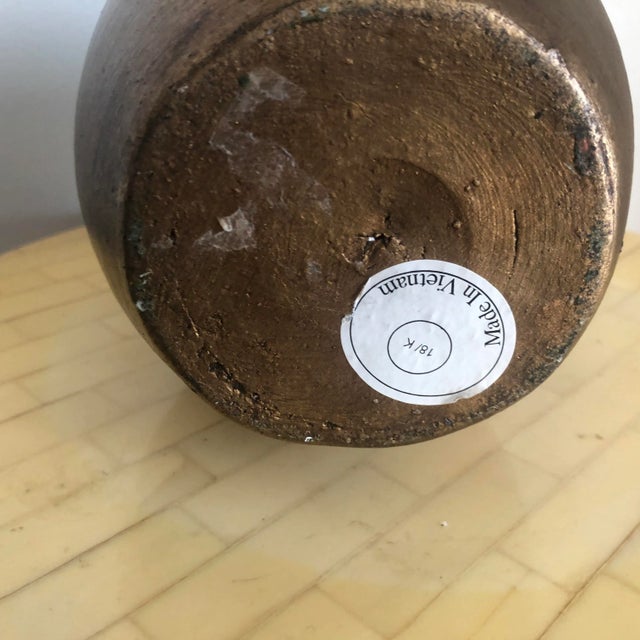 1990s Transitional Gold Ceramic Vessel For Sale - Image 4 of 5