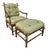 Late 20th Century Custom-Made Country French Ladderback Armchair and Ottoman Set by Calico Corners For Sale