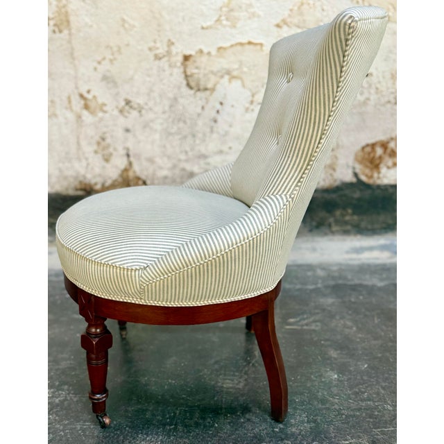 Swedish Rococo Revival Victorian Slipper “Emma” Chair C. 1880 - Fully Restored For Sale - Image 4 of 9