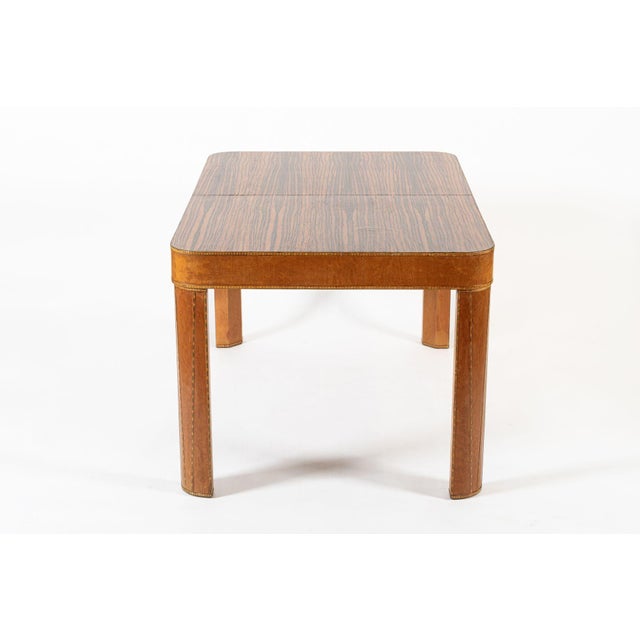 Art Deco Antique Art Deco Macassar Ebony Wood Dining Table With Glass Top, 1940s For Sale - Image 3 of 15