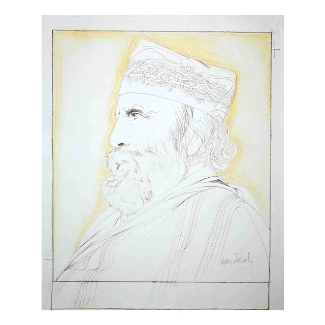 Nani Tedeschi, Portrait of Giuseppe Garibaldi, Original Drawing, 1970s For Sale