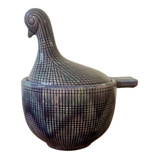 Vintage Ceramic Bird Lidded Vessel in the Manner of Aldo Londi for Bitossi For Sale