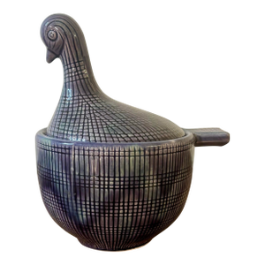Vintage Ceramic Bird Lidded Vessel in the Manner of Aldo Londi for Bitossi