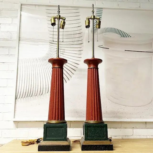 Egyptian-Revival Faux Porphyry Lamps - A Pair, 1960s For Sale - Image 10 of 12