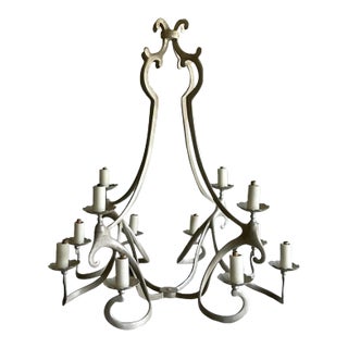 Vintage Niermann Weeks 12 Arm Silver Leaf Crevecoeur Chandelier For Sale