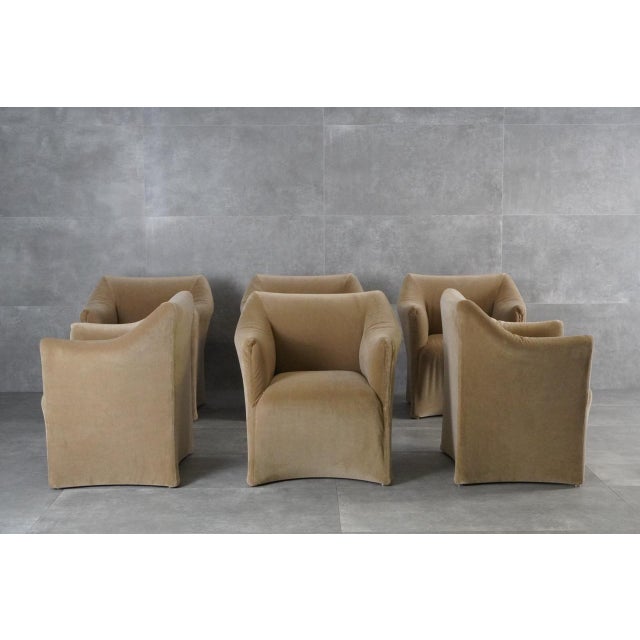 Le Tentazioni Armchairs in Beige Velvet by Mario Bellini for Cassina, 1970s, Set of 6, in Restored conditions. Designed...