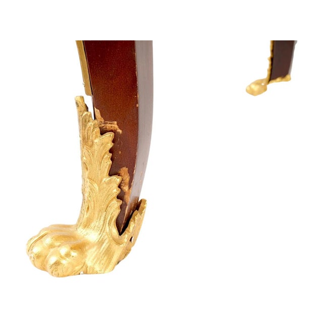 French Francois Linke Style Ormolu and Wood Leather Armchair For Sale - Image 11 of 18