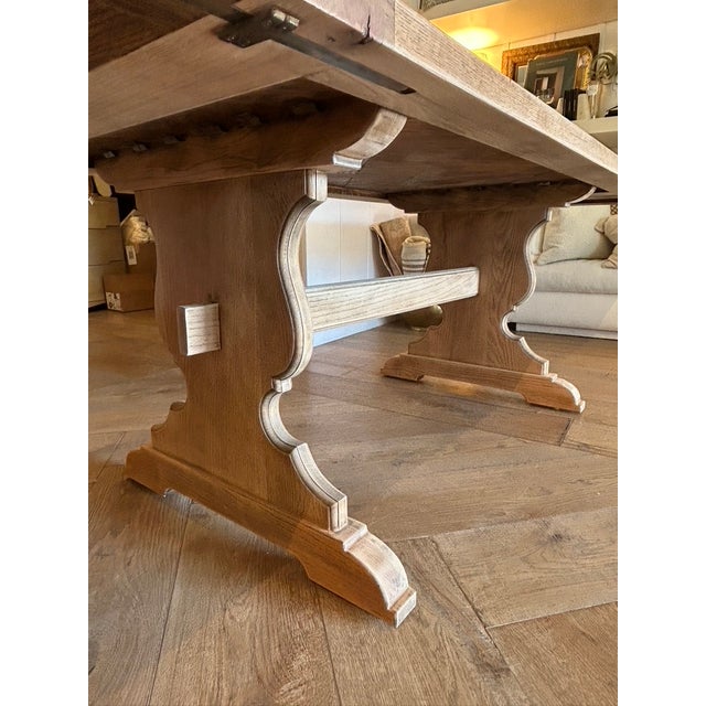 Vintage Oak Trestle Dining Table For Sale - Image 9 of 10