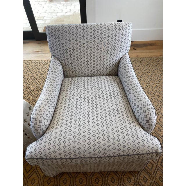 Peter Dunham Kumbh Fabric Custom Upholstered Club Chairs a Pair