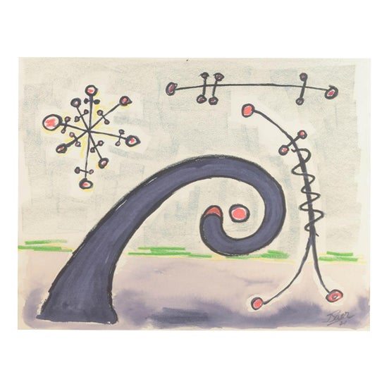 J. Sáez, Abstract Composition, 1971, Watercolor on Paper, Framed For Sale