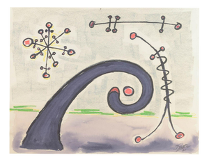 J. Sáez, Abstract Composition, 1971, Watercolor on Paper, Framed