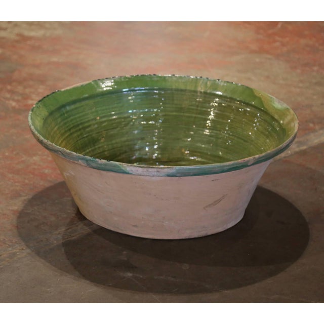 Late 19th Century 19th Century French Green Glazed Terracotta "Tian" Bowl From Provence For Sale - Image 5 of 6