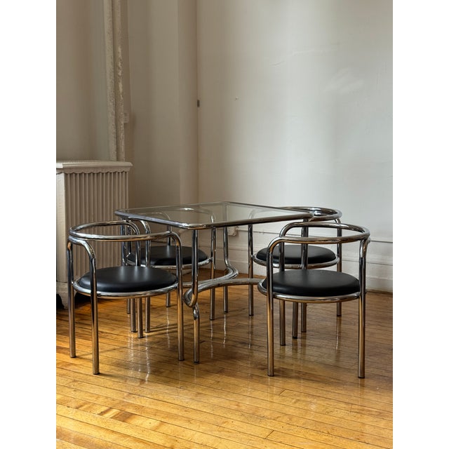 Mid-Century Modern Vintage Gae Aulenti Locus Solus Dining Chairs and Table For Sale - Image 3 of 14