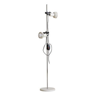 1950s French Adjustable Chrome Floor Lamp with Perforated Shade For Sale