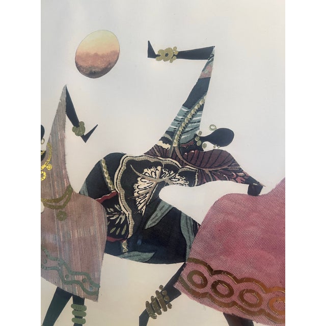 African Vintage Postmodern 1980s Print Ed Hale Halessie African Wall Art Picture Gold Frame Hip Bones in Motion For Sale - Image 3 of 9