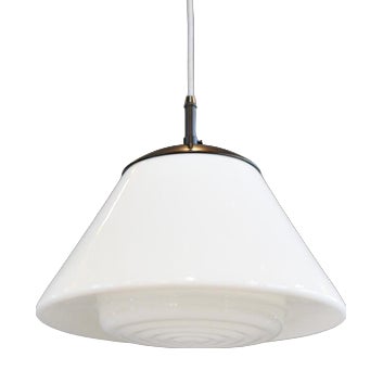 Mithras Opaline Glass Pendant Light by August Walter and Sohne For Sale