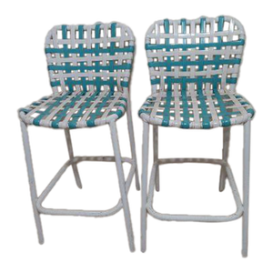 Vintage Metal Outdoor Patio Barstool Set of 2
