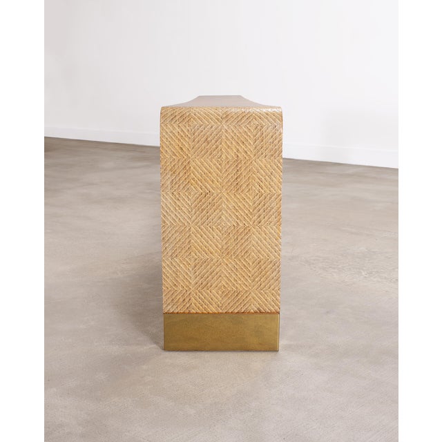 Karl Springer Style Organic Grasscloth Waterfall Console 10 Ft For Sale In Sacramento - Image 6 of 18