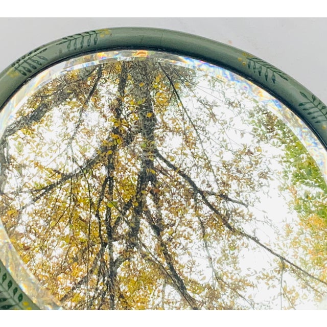 Vintage 1930s Beveled Oval Mirror Hand Painted Naive Folk Art Frame For Sale - Image 12 of 12