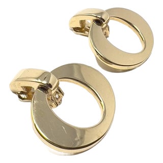 Vintage Gold Plated O Earrings from Christian Dior, 1980s, Set of 2 For Sale