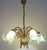 French Brass Pate De Verre Glass Five Light Chandelier, 1950s For Sale - Image 10 of 11