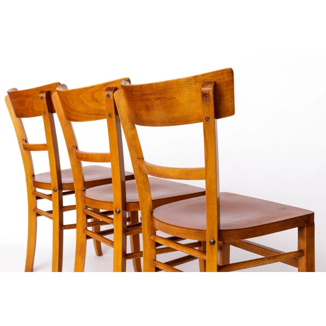 Mid-Century Frankfurter Chairs in Beech, 1970s, Set of 3 For Sale - Image 9 of 10