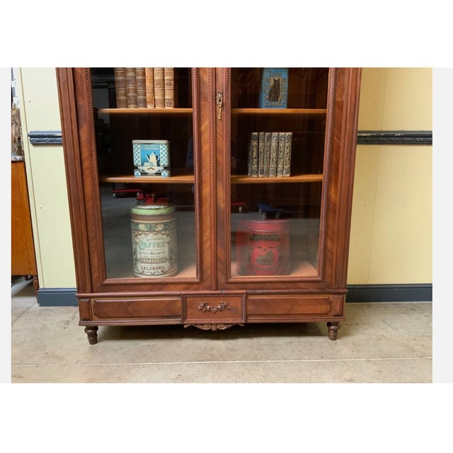 Wood Antique Art Nouveau China Display Cabinet, 1910 For Sale - Image 7 of 11