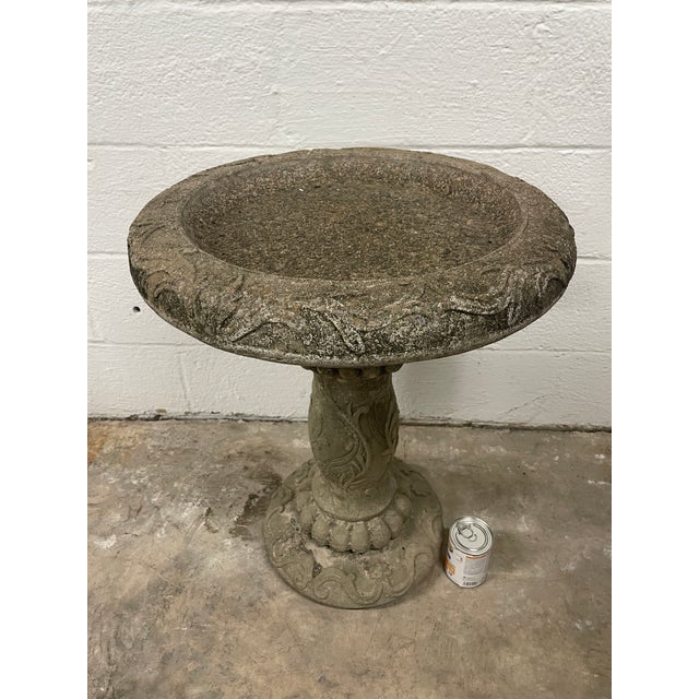 1920s Vintage New Orleans Estate (Garden District) Cast Stone Birdbath With Scrolled Pedestal For Sale - Image 5 of 12