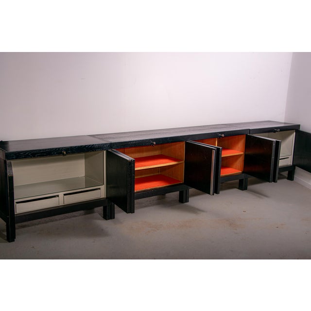 Brutalist Ebonized Sideboard by J. Batenburg for Mi Belgium, 1960s, Set of 3 For Sale - Image 9 of 15