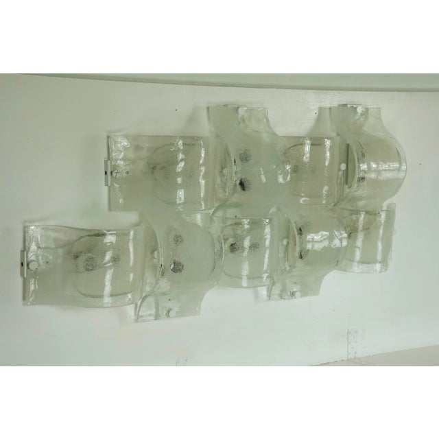 Postmodern Panel of 9 Sconces in Pulegoso Murano Glass, Mazzega 1970s ...