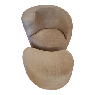 1980s Vintage Vladimir Kagan for Weiman Nautilus Chair and Ottoman For Sale