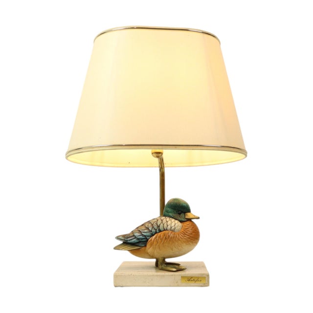 Duck Lamp in Brass, Resin and Travertine by Malevolti by Artiflex, 1970s For Sale - Image 11 of 18
