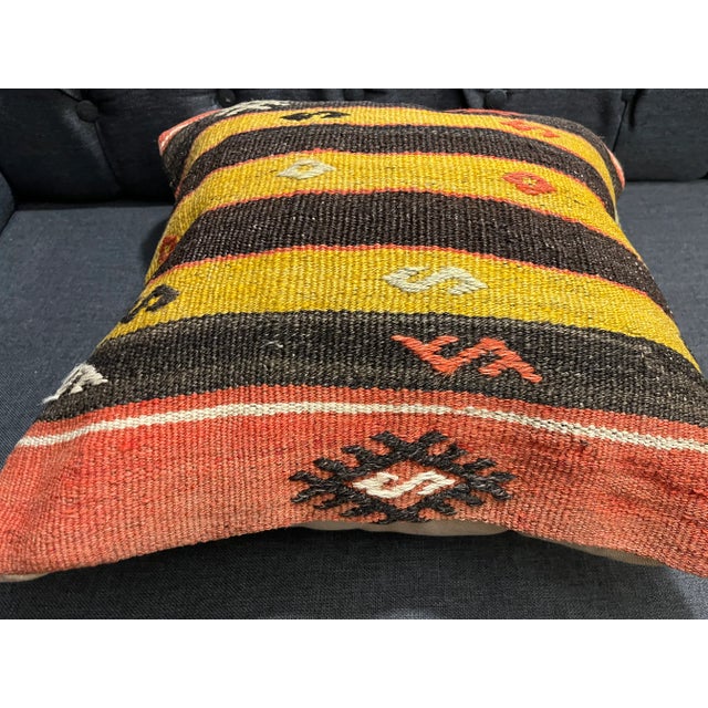 Boho Chic Decorative Pillow Cover Made from Vintage Kilim For Sale - Image 3 of 10
