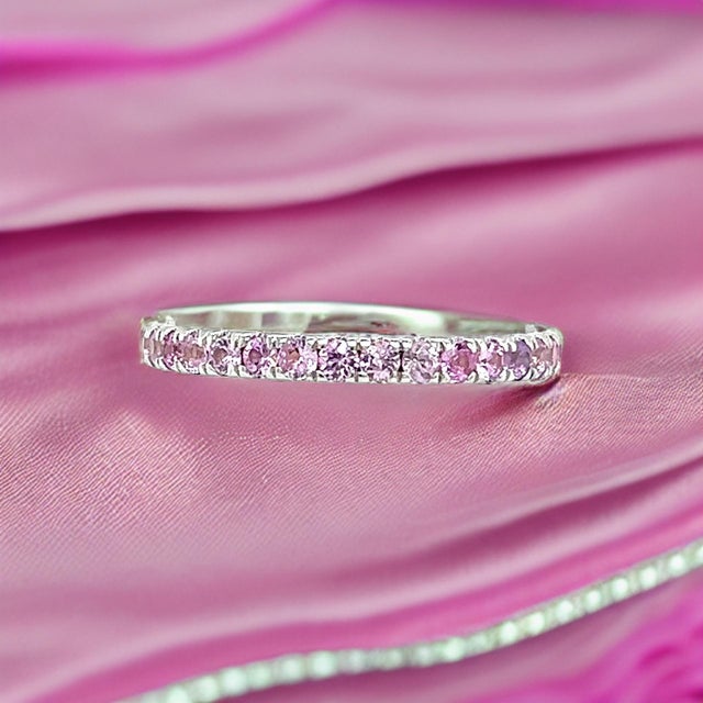 Metal Natural Pink Sapphire Ring 6.5 14k W Gold 0.66 TCW Certified, Size 7 For Sale - Image 7 of 12