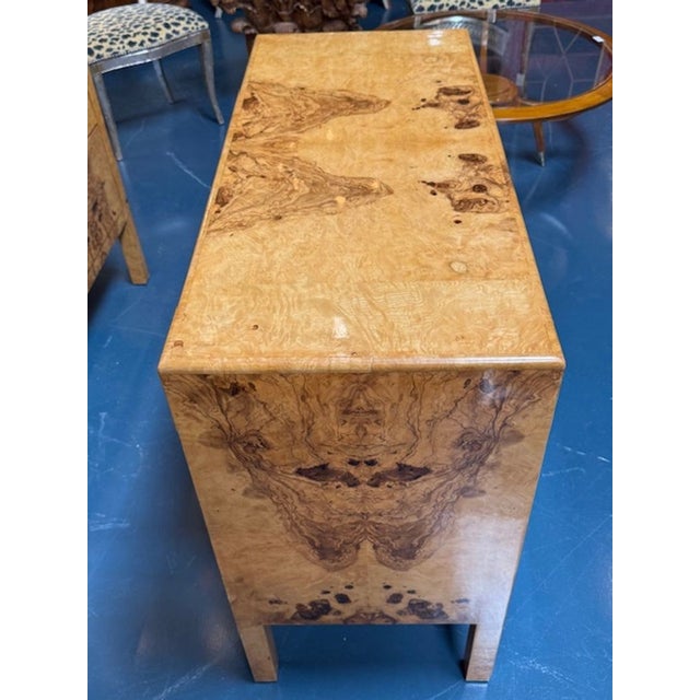 Modern Modern Burl Walnut Matched Grain Veneer Commodes For Sale - Image 3 of 5