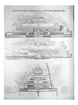 Luigi Rossini, Ristauro del Tempio della Fortuna Prenestina, Etching, 1826