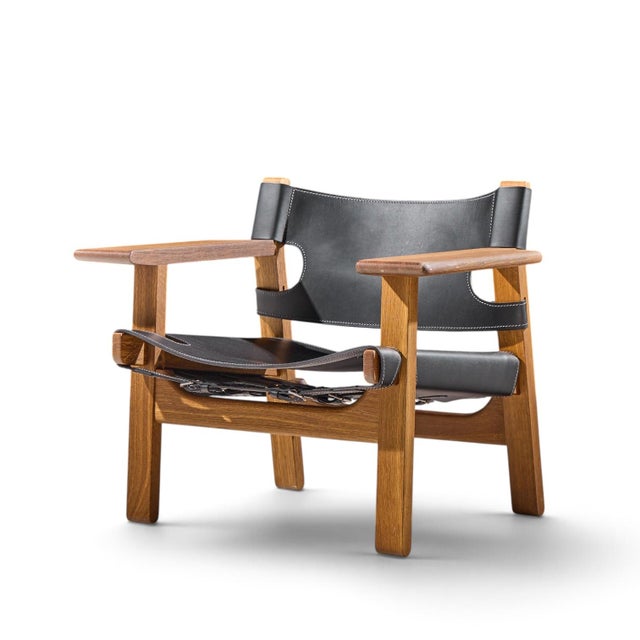 Børge Mogensen for Fredericia Mid Century Oak and Leather Spanish Chairs - Pair For Sale In Chicago - Image 6 of 13