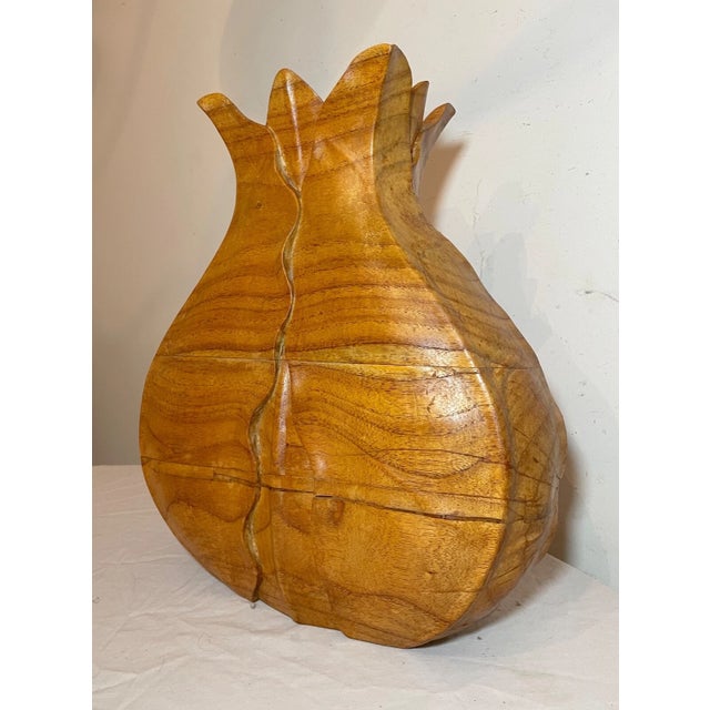 Large Vintage Hand Carved Wood Veggie Cabbage Lettuce Figural Vase Sculpture For Sale - Image 10 of 17