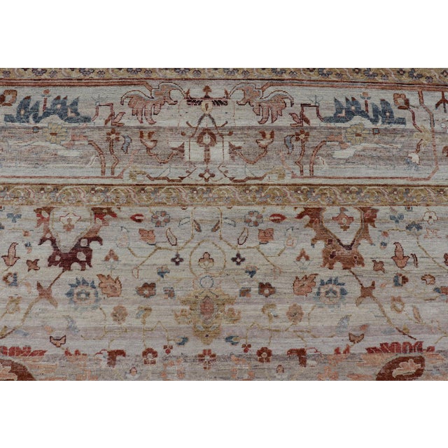 Modern Oushak Muted Rug in Earthy Tones on a Cream Background 10'1 X 14'1 For Sale In Atlanta - Image 6 of 12